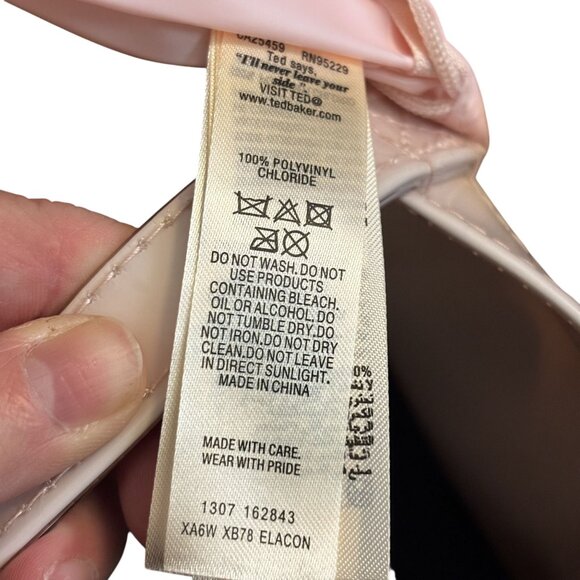 Ted Baker Pale Pink Bow Icon Tote Bag With Inner Zip Pocket & Top Handles - Picture 8 of 8